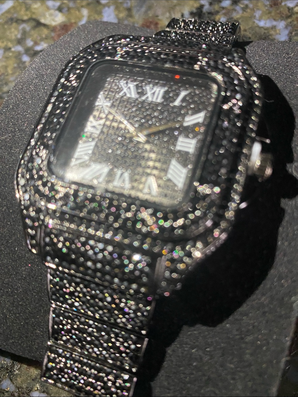 Executive black ice watch unisex resizable link
